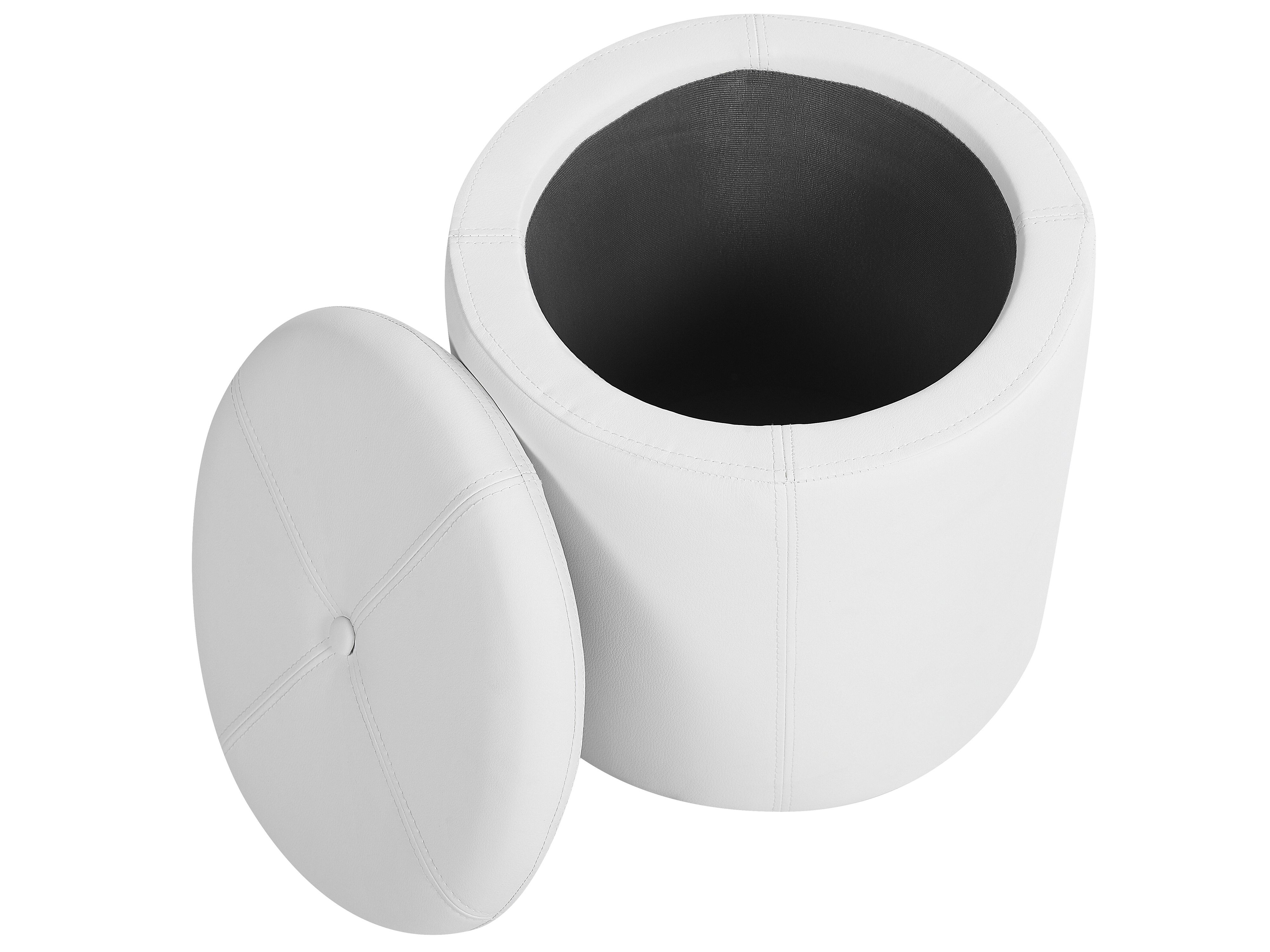 Pouf mit Stauraum Kunstleder weiß ø 38 cm MARYLAND | Beliani.de