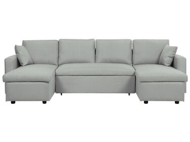 Fabric Corner Sofa Bed with Storage Light Grey SOMMEN 