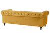3 Seater Velvet Fabric Sofa Yellow CHESTERFIELD_778712