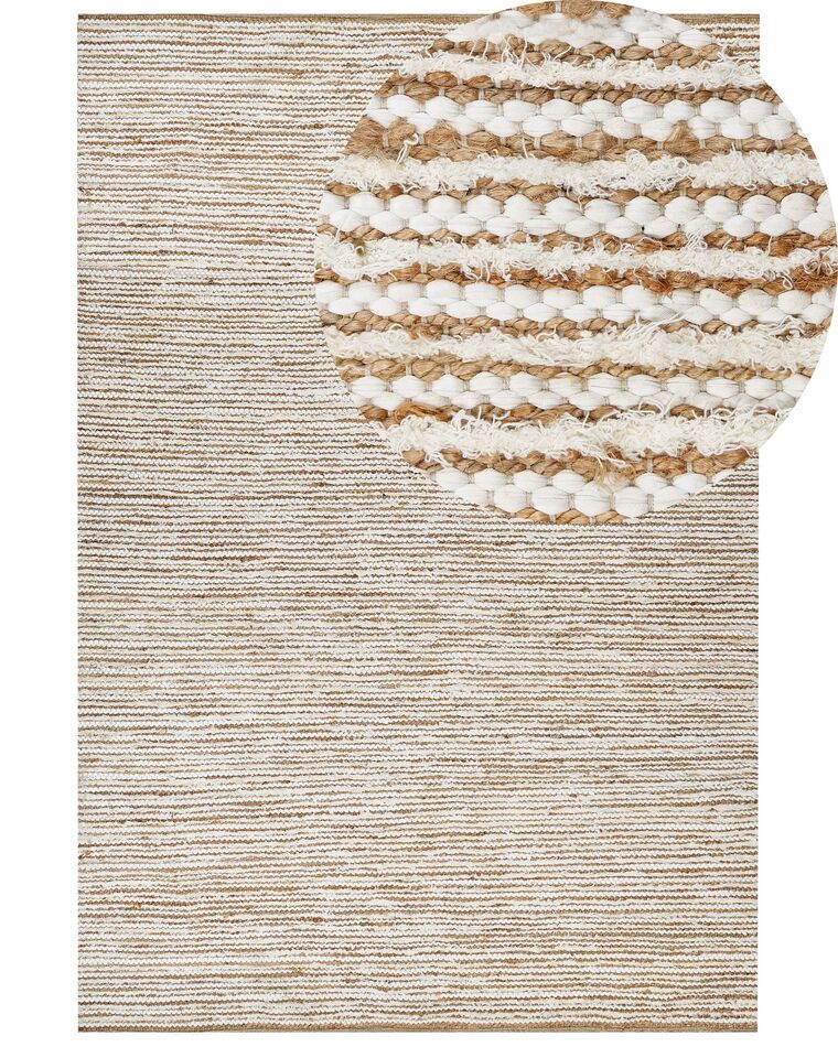 Teppich Baumwolle beige / weiss 200 x 300 cm BARKHAN_869998