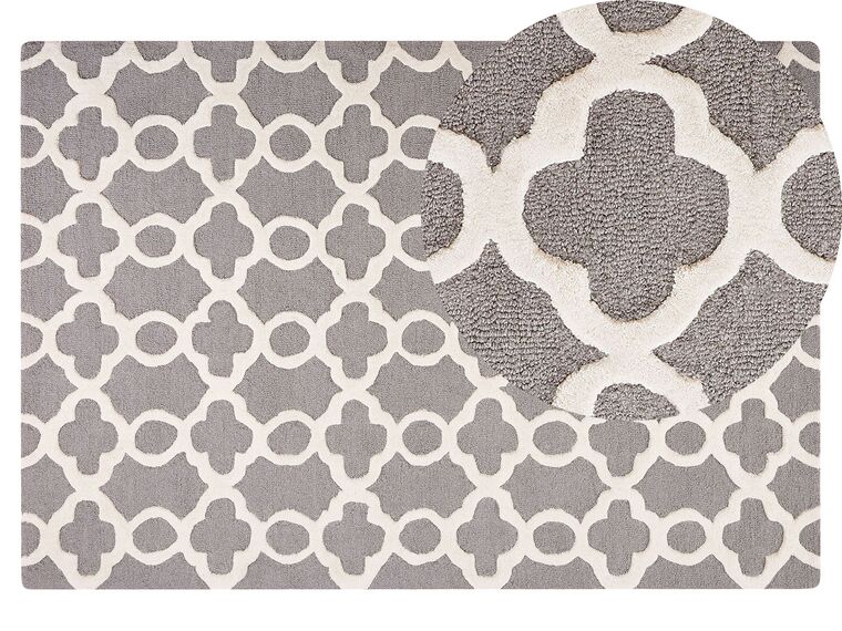 Teppich Wolle grau 140 x 200 cm marokkanisches Muster Kurzflor ZILE_802934