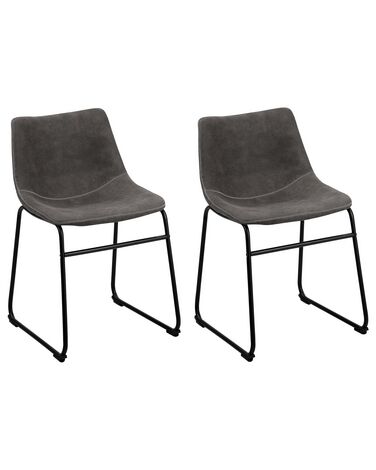 Conjunto de 2 sillas de comedor de poliéster gris oscuro/negro BATAVIA