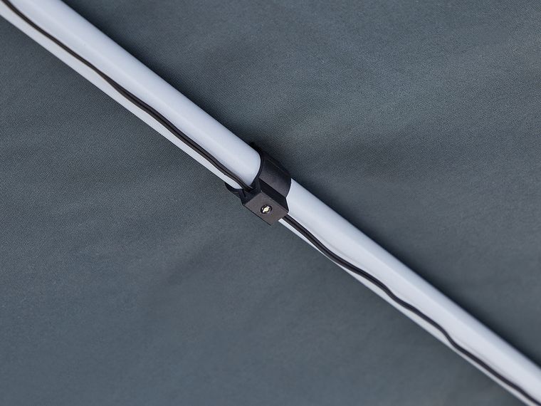 COSTWAY Gazzo Pergola Da Giardino 310x310 Cm - Tettoia Retrattile, Struttura In Metallo, Con Picchetti, Grigio/Nero - 2
