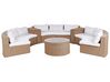 Lounge Set Rattan sandbeige 9-Sitzer rund Auflagen weiß SEVERO_904403