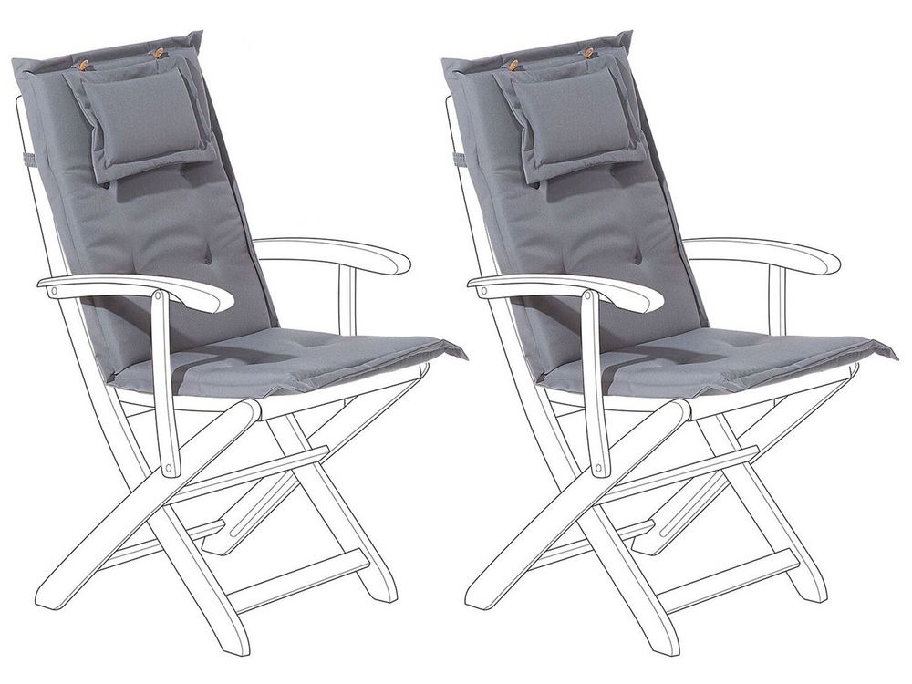 Set of 2 Outdoor Seat/Back Grey Graphite Cushions MAUI