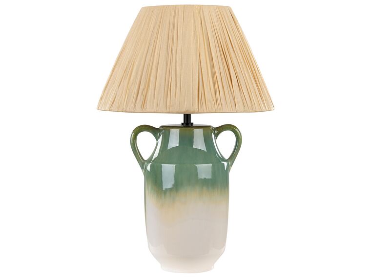 Lampa stołowa ceramiczna zielono-biała LIMONES_871481