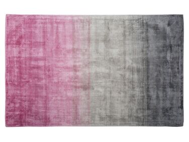 Viscose Rug 140 x 200 cm Grey and Pink ERCIS