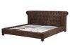 Faux Suede EU King Size Bed Brown CAVAILLON_727090