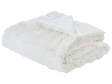 Fehér műszőrme ágytakaró 150 x 200 cm SALKA