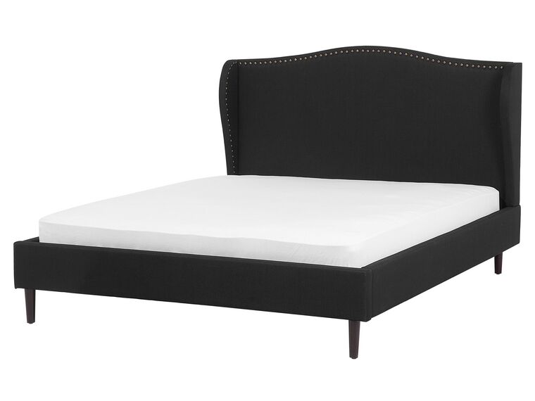 Fabric EU King Size Bed Black COLMAR_703454