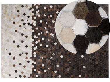 Kožený koberec 160 x 230 cm hnedá/béžová EYIM