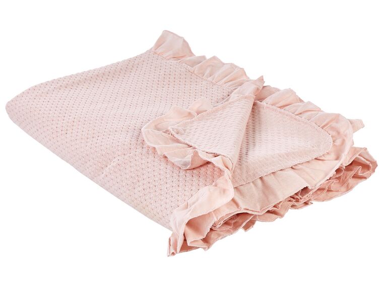 Cotton Bedspread 220 x 200 cm Pastel Pink HATTON _915458