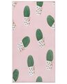 Kinderteppich rosa 80 x 150 cm Kaktus-Muster Kurzflor ELDIVAN_754996