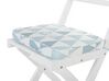Table et 2 chaises de jardin blanches en bois avec coussins bleus FIJI _764258