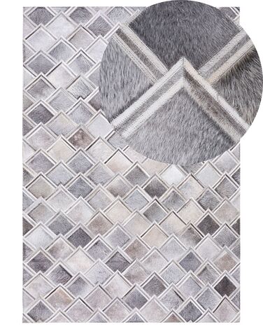 Teppich Kuhfell grau 140 x 200 cm geometrisches Muster Kurzflor AGACLI