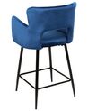 Conjunto de 2 sillas de bar de terciopelo azul marino SANILAC_912677