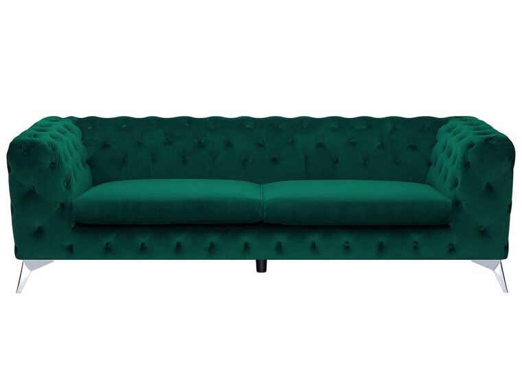 3 Seater Velvet Fabric Sofa Emerald Green SOTRA_727288