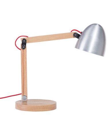 Lampka biurkowa regulowana drewniana srebrna VELEKA