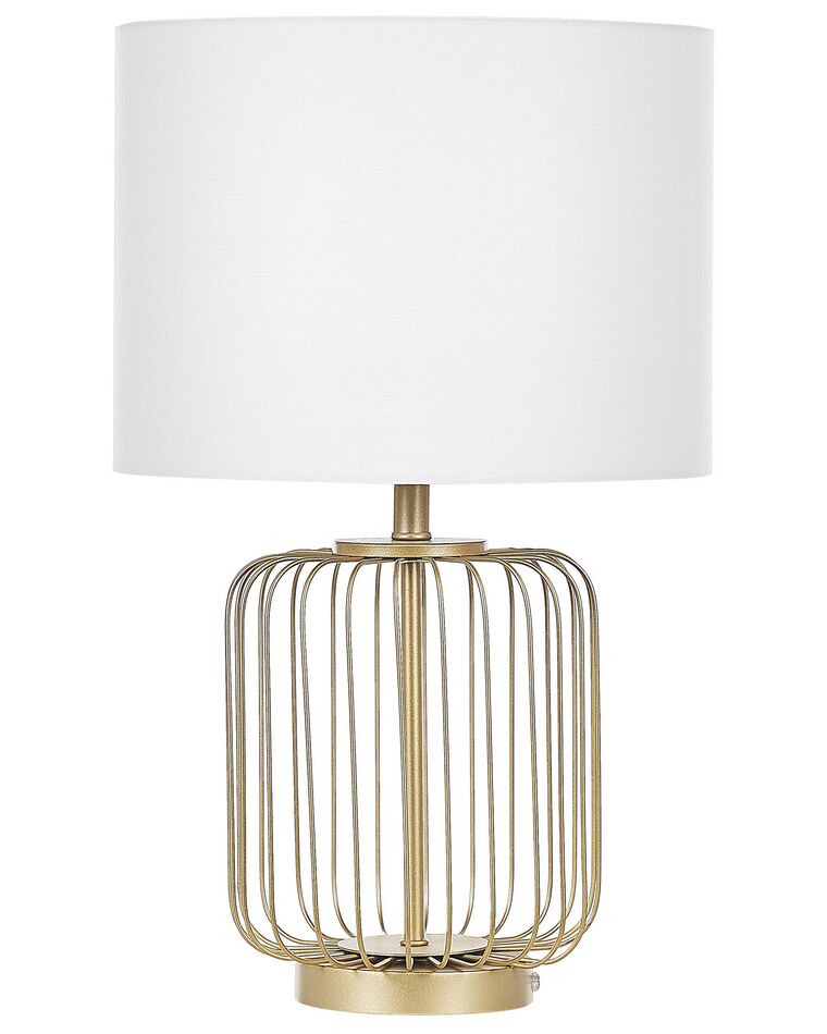 Lampada da tavolo in acciaio bianco e oro 58 cm THOUET_823431