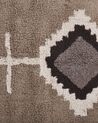 Teppich Baumwolle beige 140 x 200 cm geometrisches Muster Fransen Kurzflor GEYVE_817450