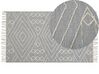 Teppich Baumwolle grau / weiß 80 x 150 cm geometrisches Muster Kurzflor KHENIFRA_831118