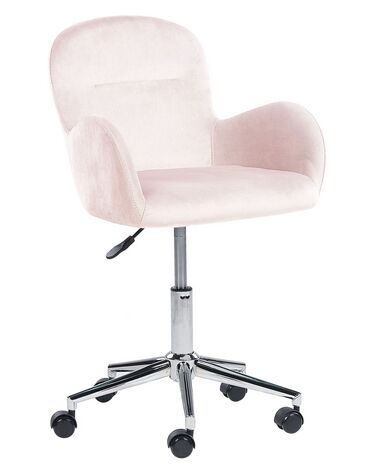 Zamatová kancelárska stolička ružová PRIDDY