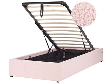 Buklé posteľ s úložným priestorom 90 x 200 cm pastelová ružová DINAN
