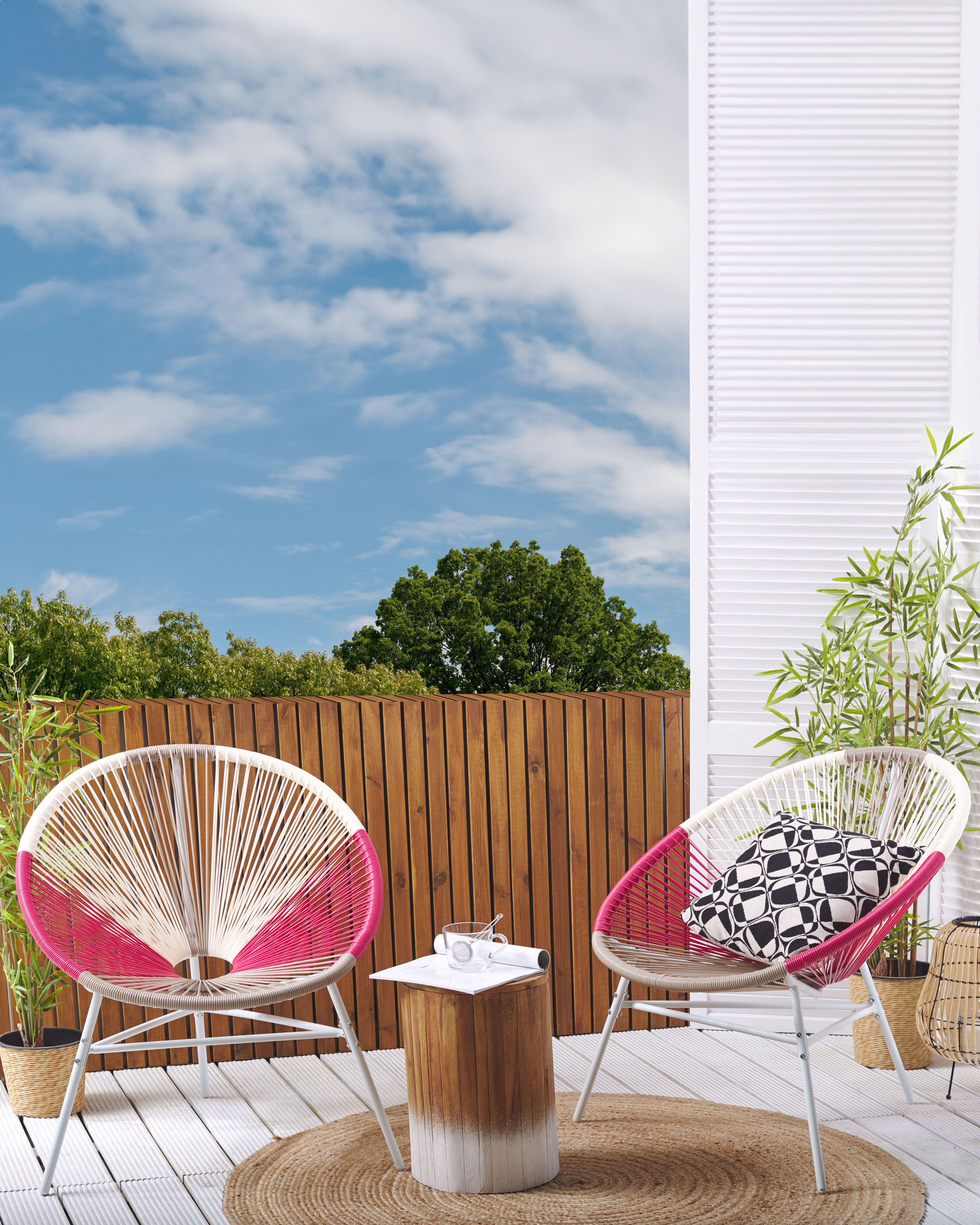 Set of 2 PE Rattan Accent Chairs Multicolour Pink ACAPULCO | Beliani.co.uk