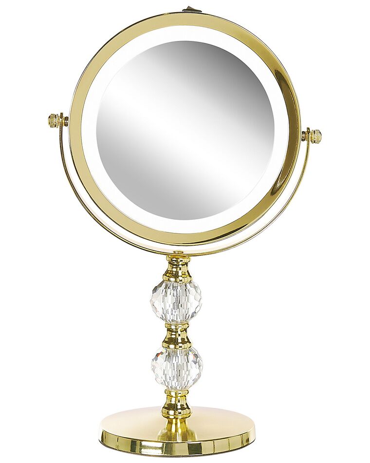 Kosmetikspiegel gold mit LED-Beleuchtung ø 18 cm CLAIRA_813644