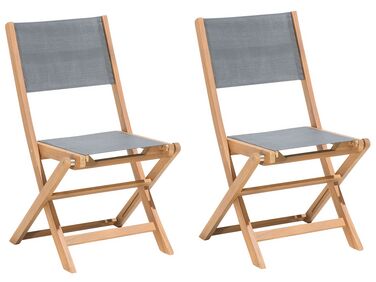 Set of 2 Acacia Garden Folding Chairs Light Wood  CESANA