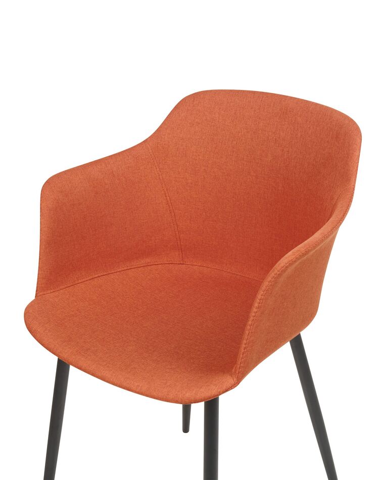Set of 2 Fabric Dining Chairs Orange ELIM Beliani.co.uk