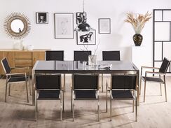 8-istuttava ulkoruokailuryhmä 3-osainen graniittitaso tekstiilituolit harmaa/musta GROSSETO 8-istuttava ulkoruokailuryhmä 3-osainen graniittitaso tekstiilituolit harmaa/musta GROSSETO