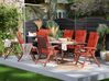 Trädgårdsmöbelset av bord och 6 stolar med dynor röd TOSCANA_783940