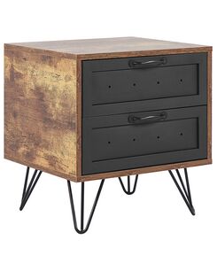 Yöpöytä 2 laatikkoa tumma puu/musta ARKAN