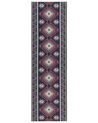 Teppich dunkelblau / dunkelrot 60 x 200 cm orientalisches Muster Kurzflor KANGAL_886689