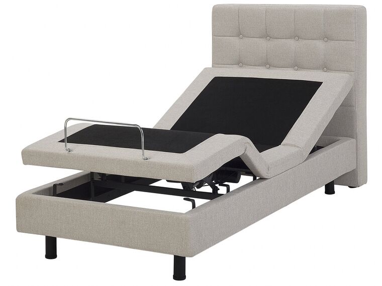 Fabric EU Single Adjustable Bed Beige DUKE_742725
