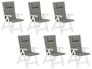 Sada 6 polštářů pro zahradní židle šedá TOSCANA/JAVA