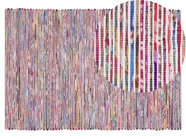 Teppich Baumwolle bunt-weiss 140 x 200 cm abstraktes Muster Kurzflor BARTIN