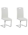 Conjunto de 2 cadeiras de jantar em pele sintética branco creme PICKNES_790000