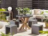 Set de jardin table ronde en fibre-ciment gris et bois et 4 tabourets OLBIA/TARANTO_806397