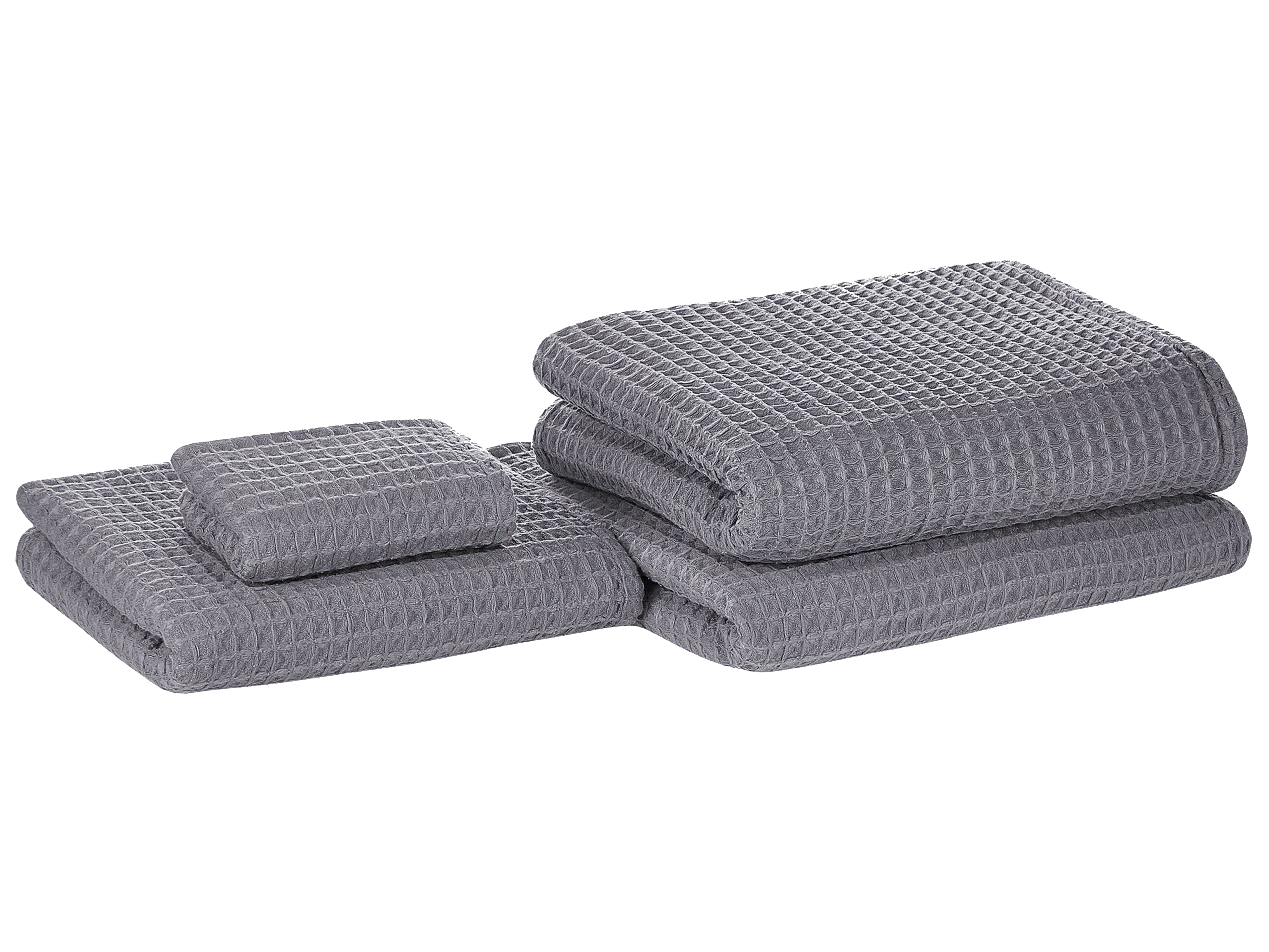 Set di 4 asciugamani in cotone grigio AREORA