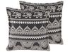 Set of 2 Cotton Cushions Oriental Pattern 45 x 45 cm Black and White ATABAGI_802276