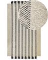 Teppich Wolle cremeweiß / schwarz 160 x 230 cm Streifenmuster Kurzflor TACETTIN_847217