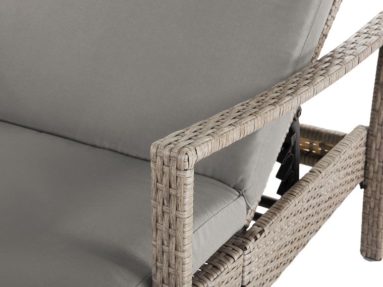 PE Rattan Reclining Sun Lounger Grey VASTO | Beliani.co.uk