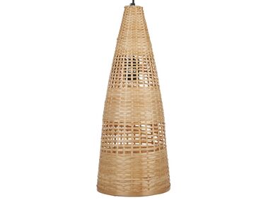 Bambusová závěsná lampa světlé dřevo SUAM