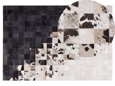 Teppich Kuhfell weiss / schwarz 140 x 200 cm Patchwork Kurzflor KEMAH