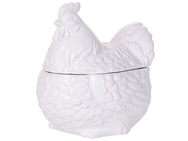 Figura decorativa com forma de galinha em cerâmica branca 19 cm BINIC