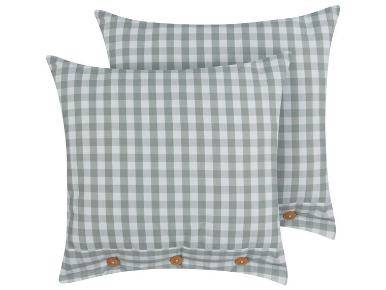 Set of 2 Cushions Chequered Pattern 45 x 45 cm Green and White TALYA_902062