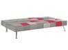 Sofá-cama de 3 lugares em veludo patchwork cinzento e vermelho OLSKER_672358