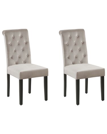 Conjunto de 2 sillas de comedor de terciopelo gris con anilla VELVA II